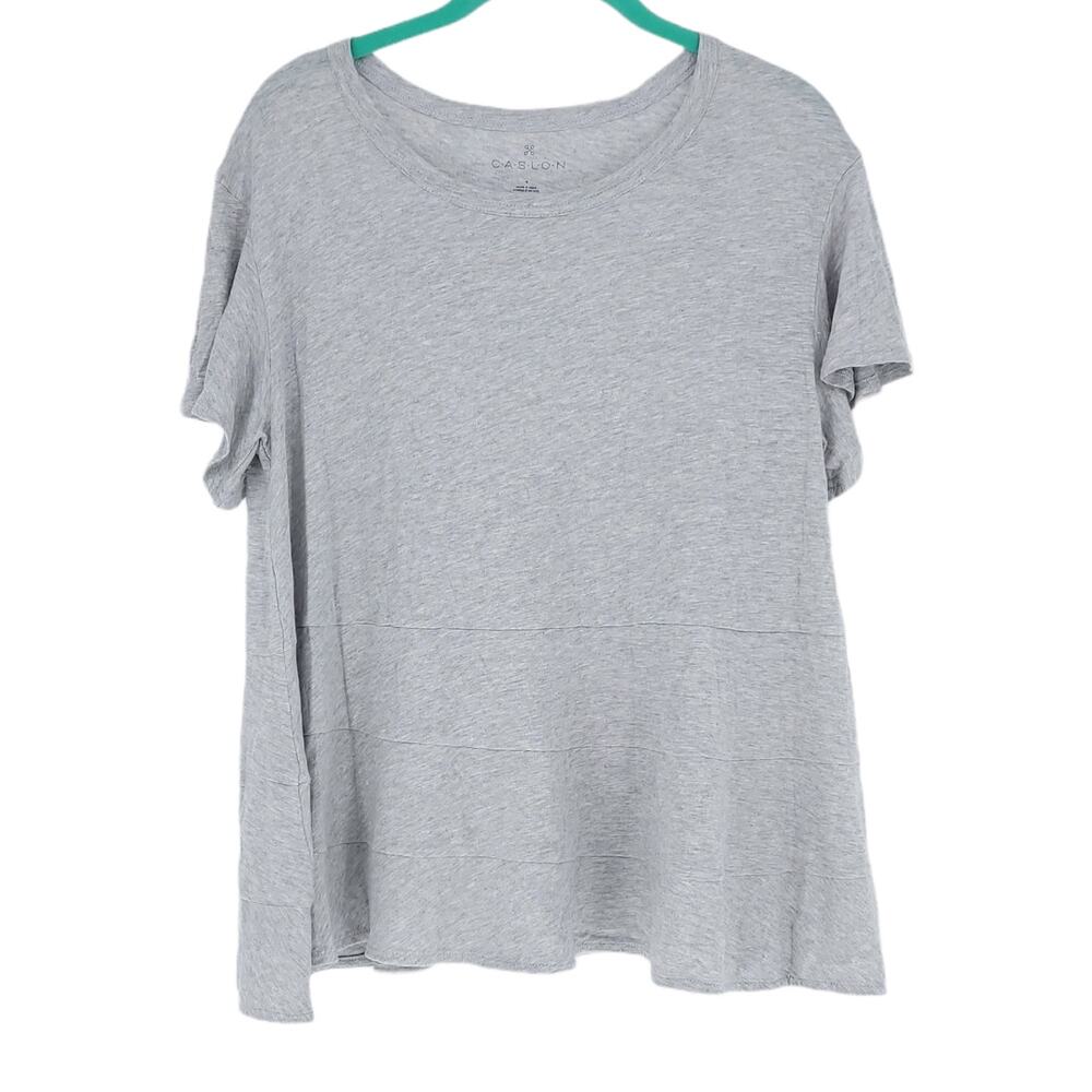CASLON Gray Ruffle Tee Short Sleeve Top Women's Size Small Minimalist Normcore
